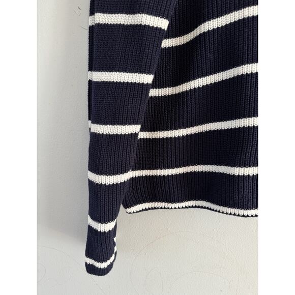 Gap Navy Blue Striped Boxy Pullover Knit Sweater Women’s Size Large - Picture 4 of 5
